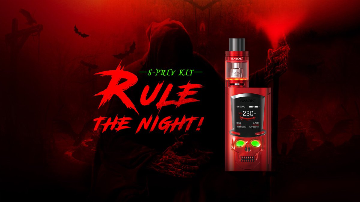vaporldotcom's tweet photo. 📢How about this 💨 #Smok S-PRIV 230W Starter Kit? Sparkling light, mysterious skull, hat-shaped OLED screen. Get it and celebrate the Halloween festival,let's go 🏂https://t.co/iSPOHPcAd6 #spriv #spriv230 #starterkit https://t.co/O0QPjEeCbQ