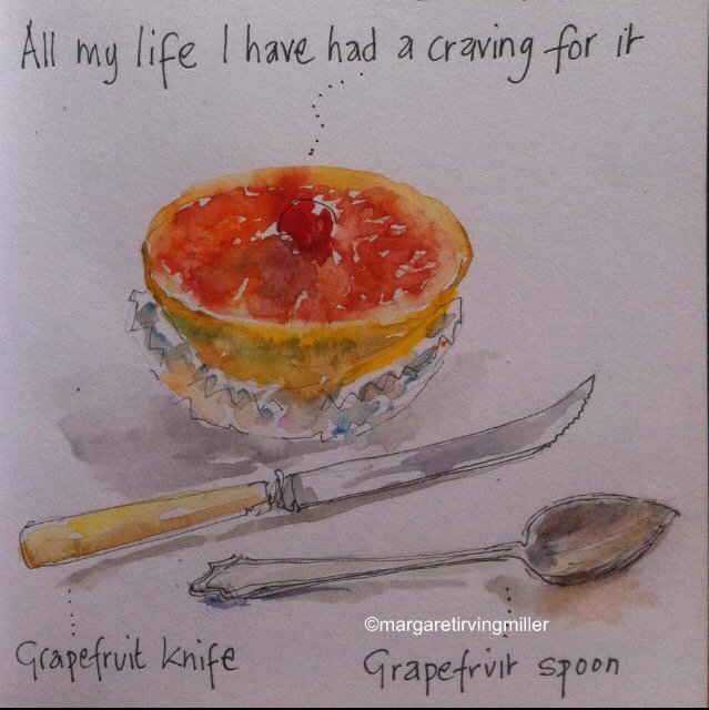 drawmill's tweet image. #draw#dawing#watercolour#inktober2017 #grapefruit#breakfast#illustrate