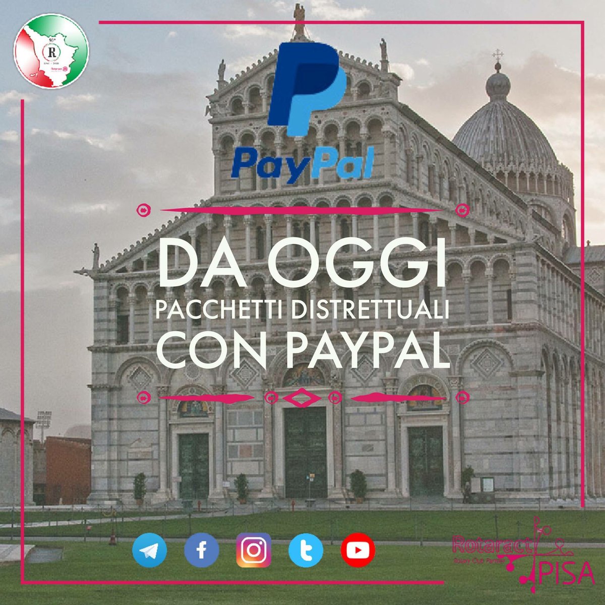 rtcpisa's tweet image. Grandi news su shop.rotaract2071.org 👉da oggi puoi pagare anche con PayPal.
#Distretto2071 #RotaractPisa #11novembrePisa #FaccioLaMiaParte