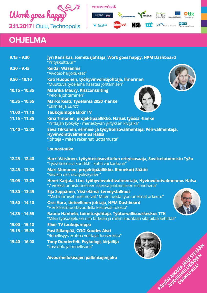 Huomio #Oulu! Torstaina rakennetaan parempaa työelämää <a href="/Workgoeshappy/">Work goes happy International</a> Mukana Ilmarinen + lavalla <a href="/KatiHuoponen/">Kati Huoponen</a> Tule! wgh.fi/tapahtumat/