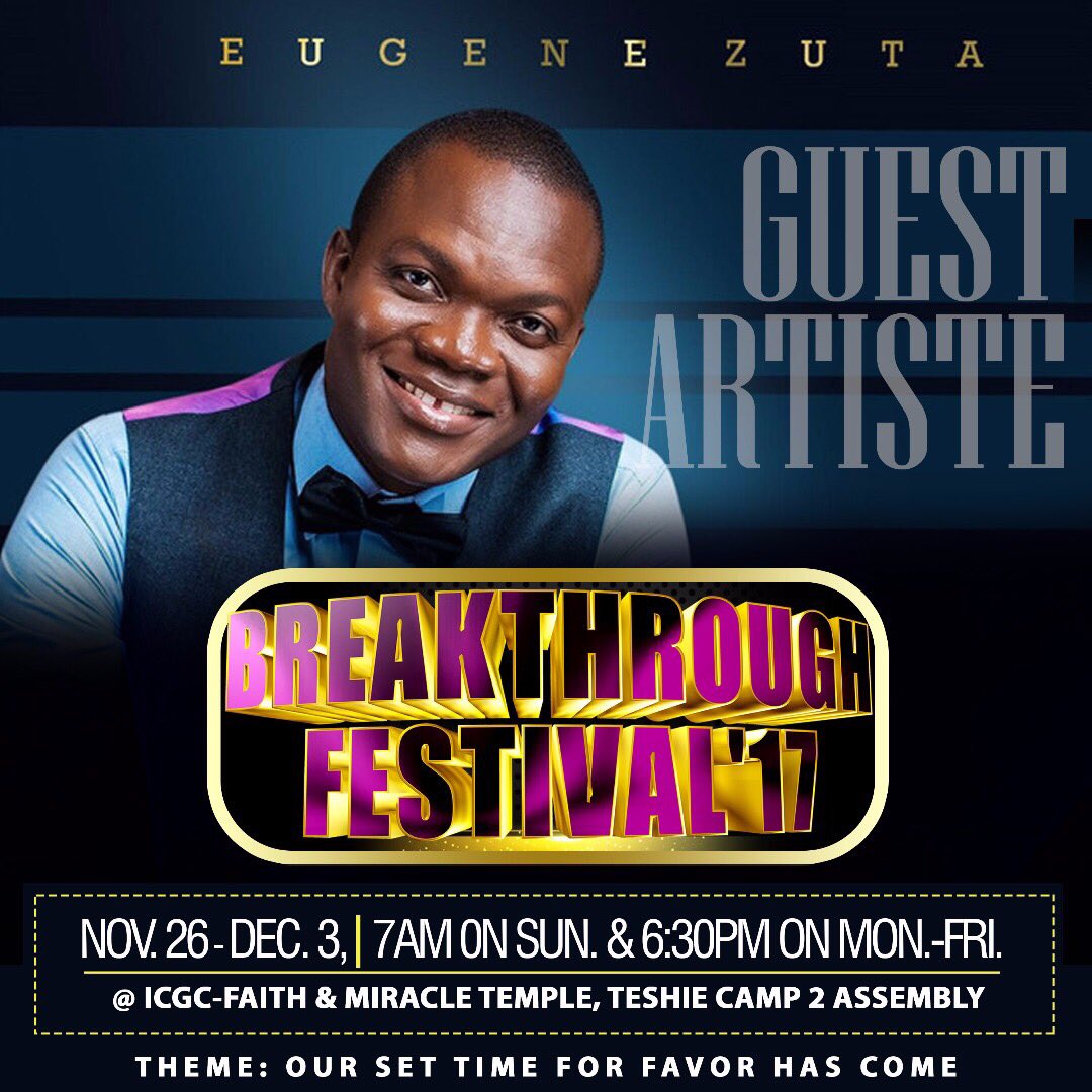 icgcfmt's tweet photo. #BTF2017 @EugeneZuta  @jmettle .A festival of breakthroughs don't miss this Beloved . https://t.co/MCuwH6QoeJ