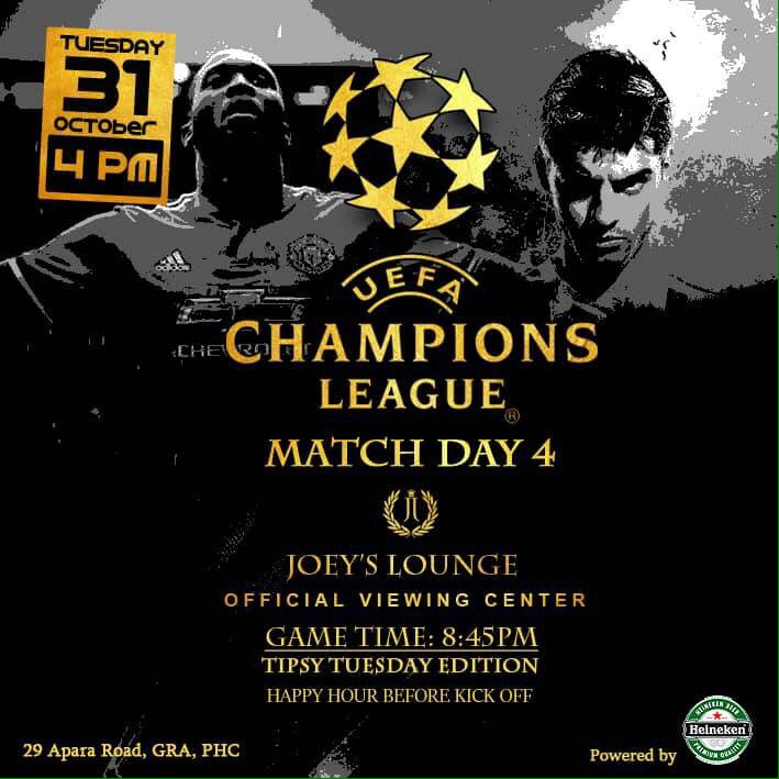 ElloyJohnny's tweet photo. TONIGHT IS FOR CHAMPIONS ONLY #JoeyLounge #RhythmPh Come chill and Enjoy The Champions League viewing With Us.. #WeGatdSauce https://t.co/UshzdobSFk
