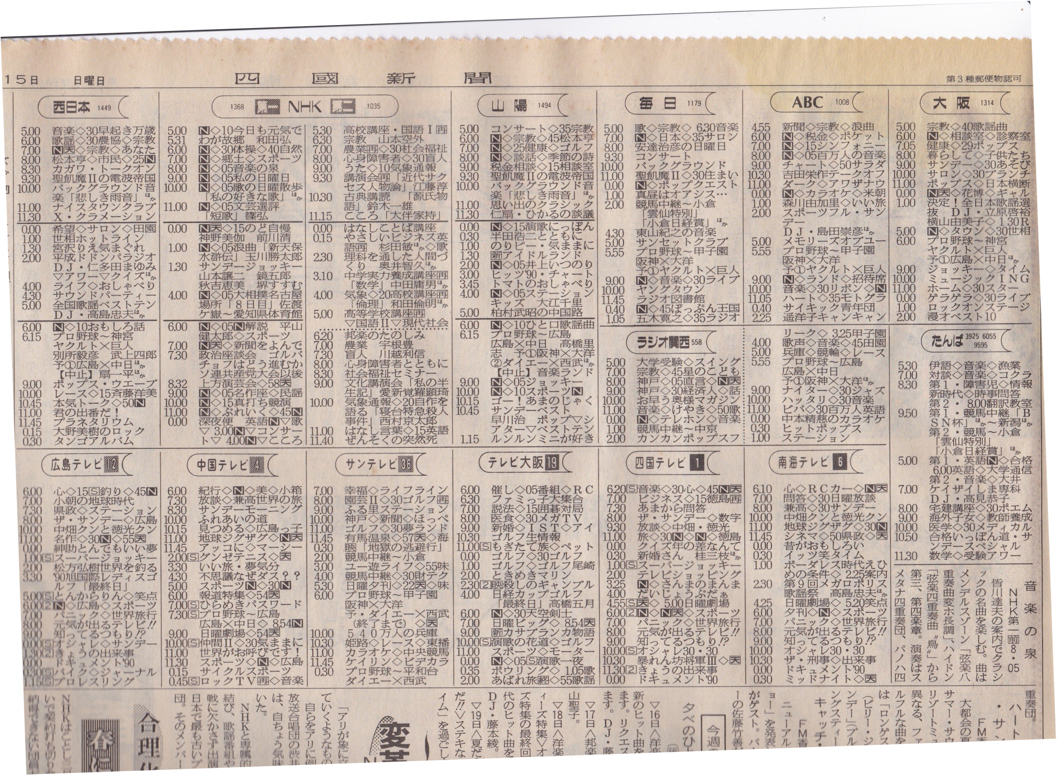【美品】ONTV 1983年3月　アメリカテレビ番組表 美品】ONTV 1983年3月 アメリカテレビ番組表