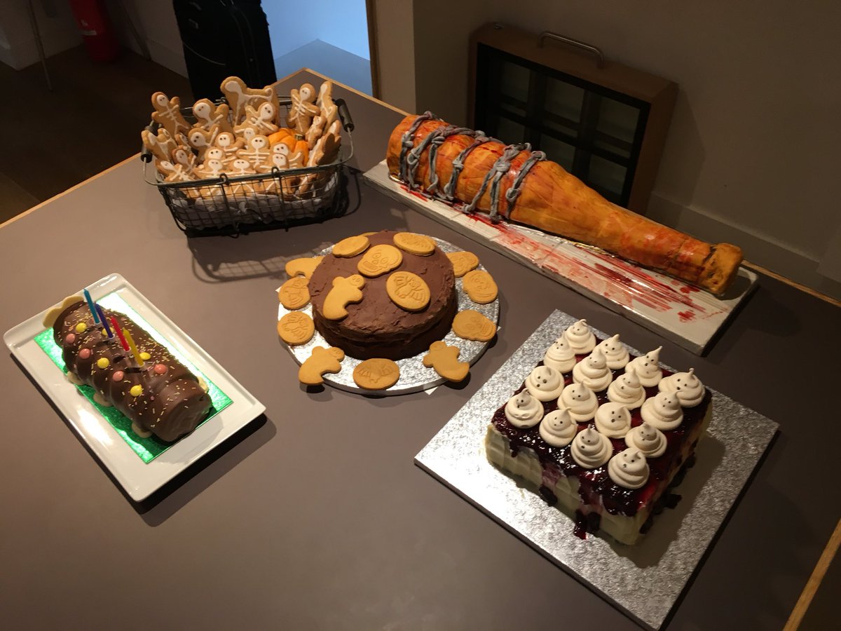 aytch_pea's tweet photo. Happy Halloween @RadioX. Despite Lucille looking vulgar, she was actually a delicious banoffee cake @SpaceInvaderDes #charitybakeoff https://t.co/WiMTeuaio7