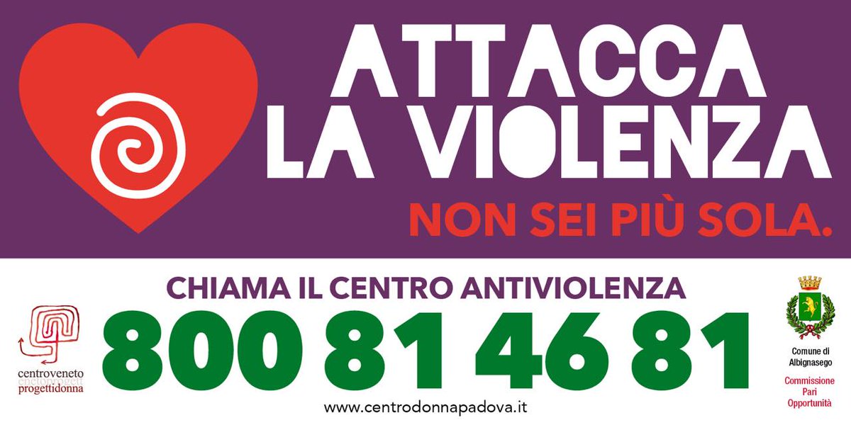 CentroDonnaPd's tweet photo. ATTACCA LA VIOLENZA: iniziativa del Comune di Albignasego. Partecipa scrivendo a comunicazione@centrodonnapadova.it!
https://t.co/IUDvsgIo7E https://t.co/pTPXBci5Nx