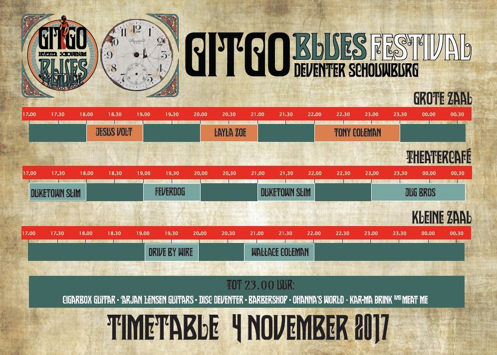 Het plannen kan beginnen! Het blokkenschema voor <a href="/GitGoBlues1/">GitGo Bluesfestival</a> is bekend! 4 nov in ons theater! bit.ly/2wQCBq6