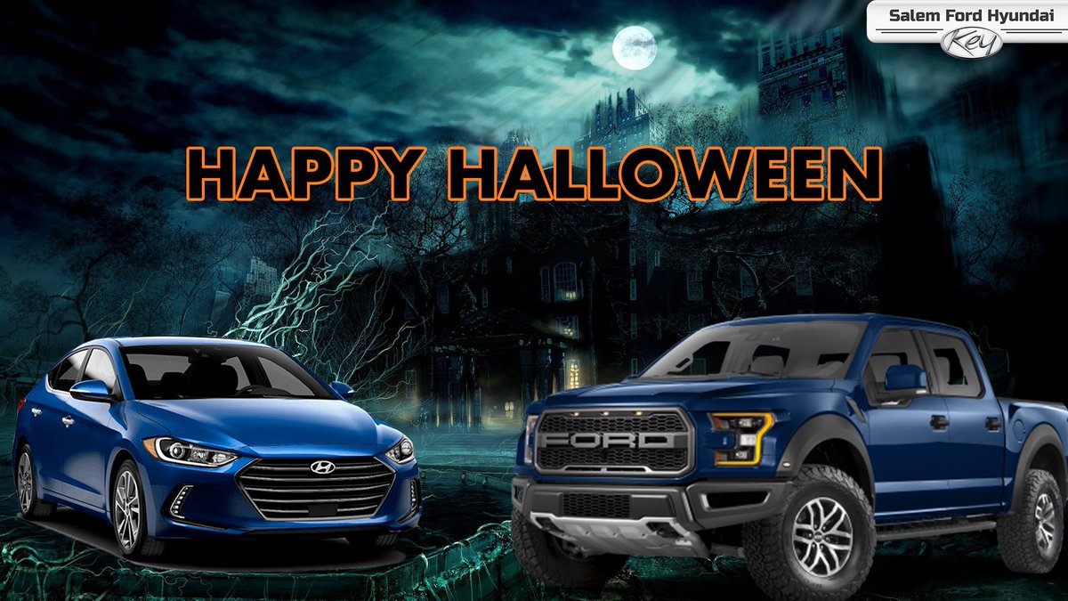 FordHyundaiNH's tweet photo. Happy Halloween! #halloween2017 #FordF150 #HyundaiElantra https://t.co/tjce6LHELC