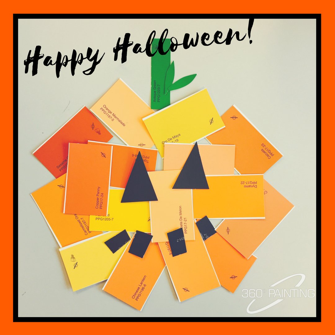 360Painting's tweet photo. Even though we hate horror movies, we have to admit...Halloween has a pretty great color palette! Happy Halloween everyone! @voiceofcolor https://t.co/clpPAu47tV