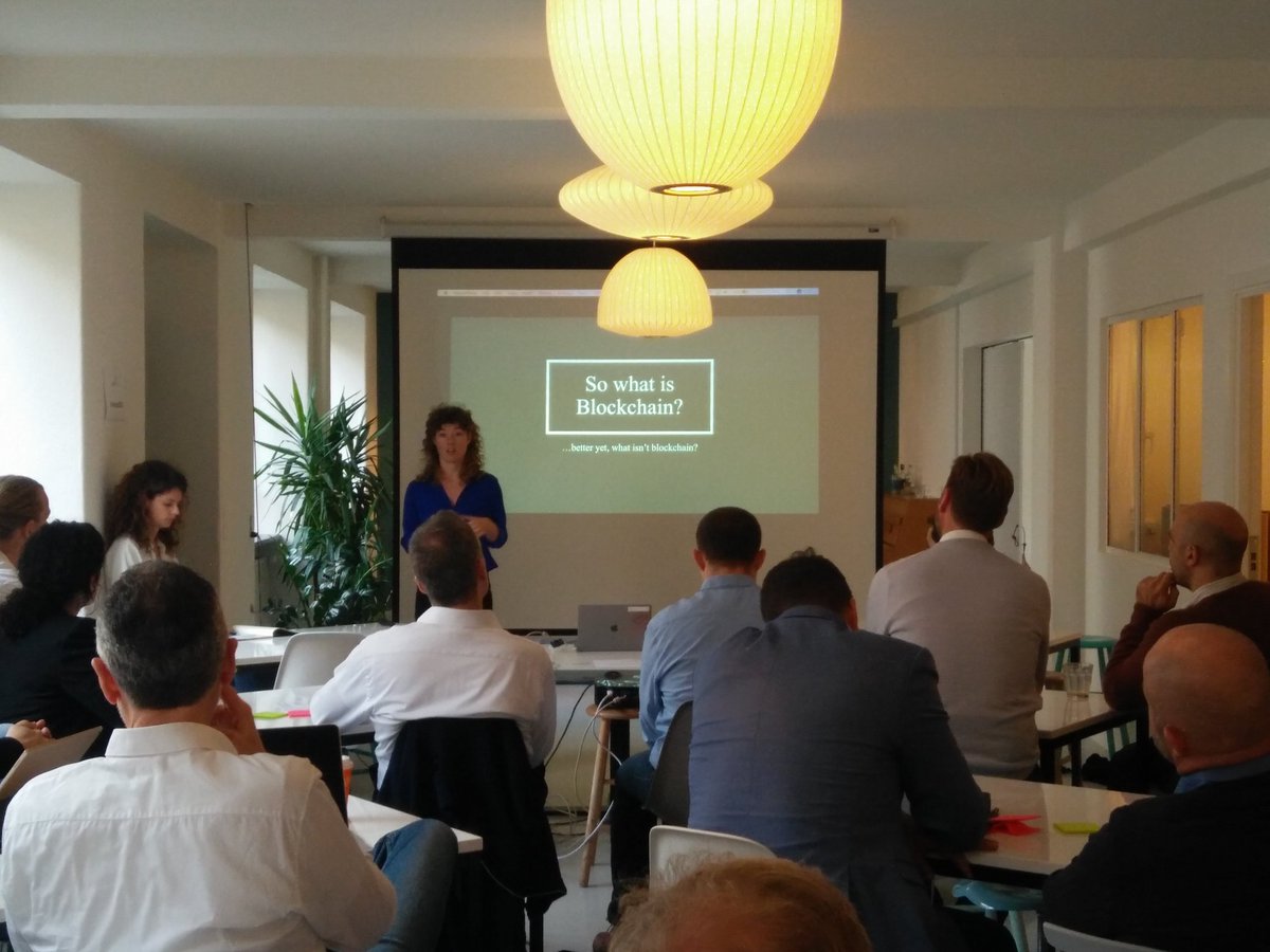 wearebloc's tweet photo. Our own CEO @DeannaAdell introducing #blockchain to the attendees. #womenintech #unblocSDG #shipping #maritime #dktech https://t.co/wHa6bcQw0D