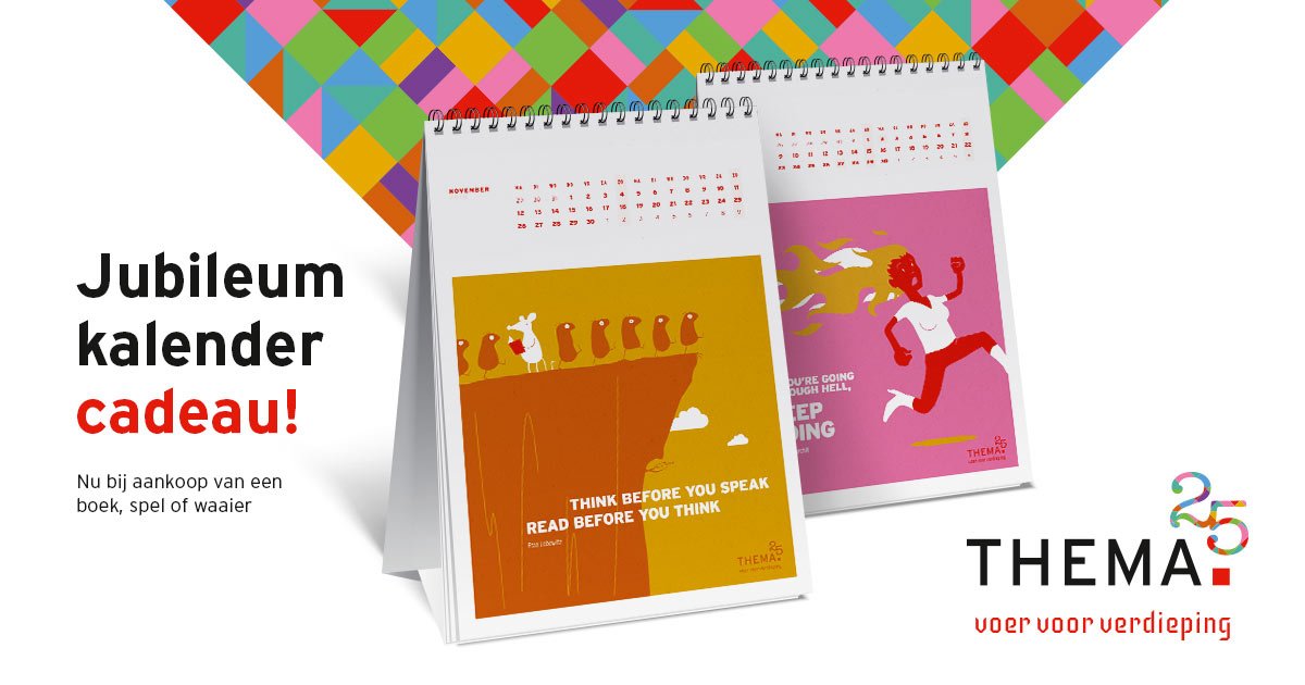 uitgeverijthema's tweet photo. #Feest! uitgeverij Thema bestaat 25 jaar! We geven jou een inspirerend jaar #cadeau: een mooie jubileum kalender: https://t.co/DjZ0qtjYNs https://t.co/oLpTkrokaP