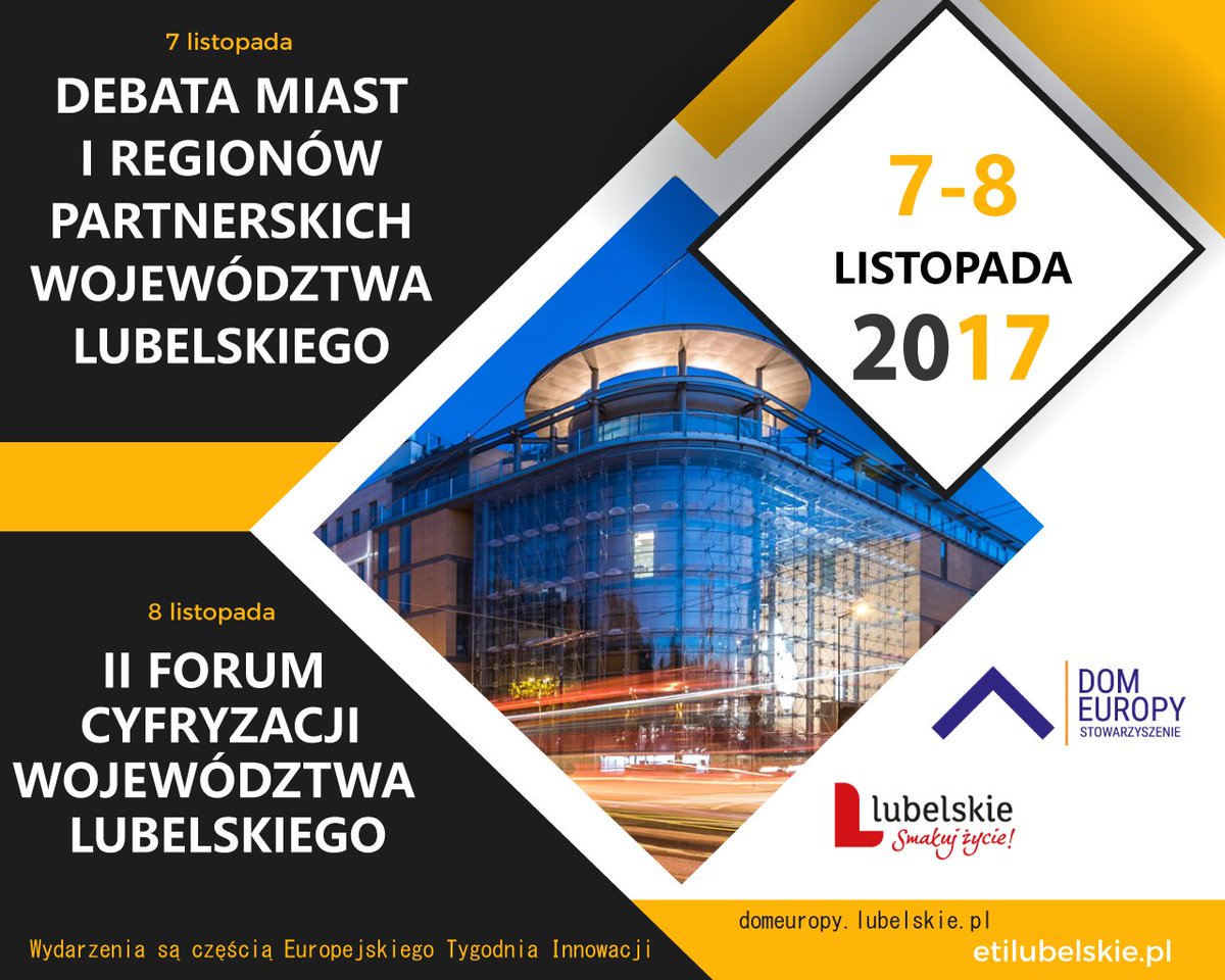 domeuropy's tweet photo. Widzimy się już za tydzień na #ETI2017 - cały program na https://t.co/okP46YWlub
#Lublin #Lubelskie #lck #domeuropy #forumcyfryzacji #debata https://t.co/PXRaYzXdNg
