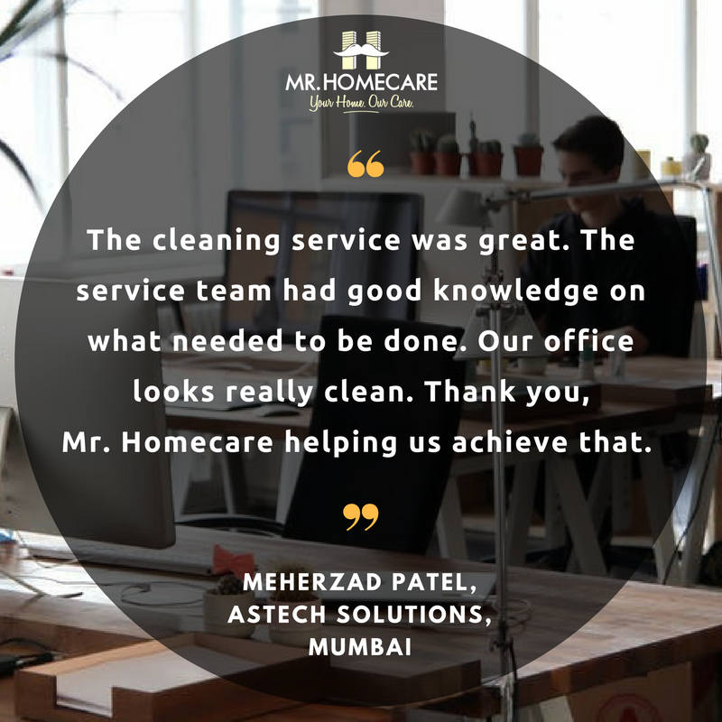 MisterHomecare's tweet photo. Office Cleaning: Thank you for the super kind feedback from Mumbai, Meherzaan. https://t.co/76kLaSQCmd