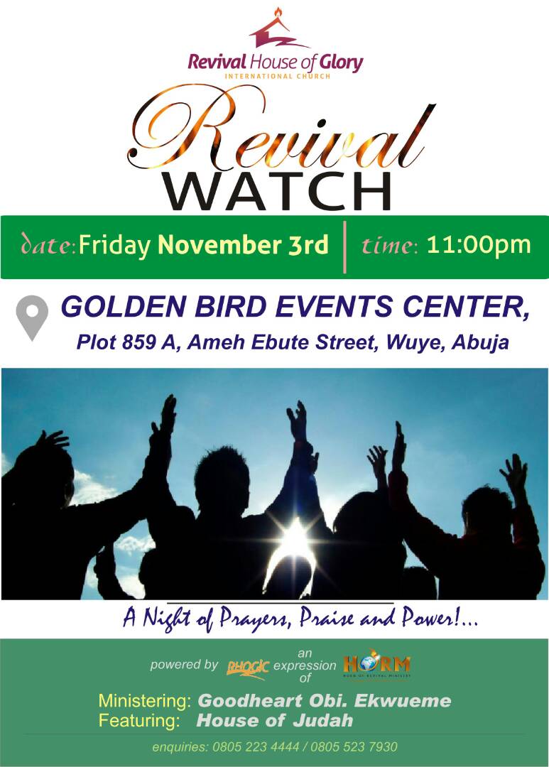 RHOGIC's tweet photo. Get ready for Heaven on earth filled miracles this November as we engage God in the place of Prayer & Praise at #RevivalWatch night
#RHOGIC https://t.co/hhw2K2vBTt