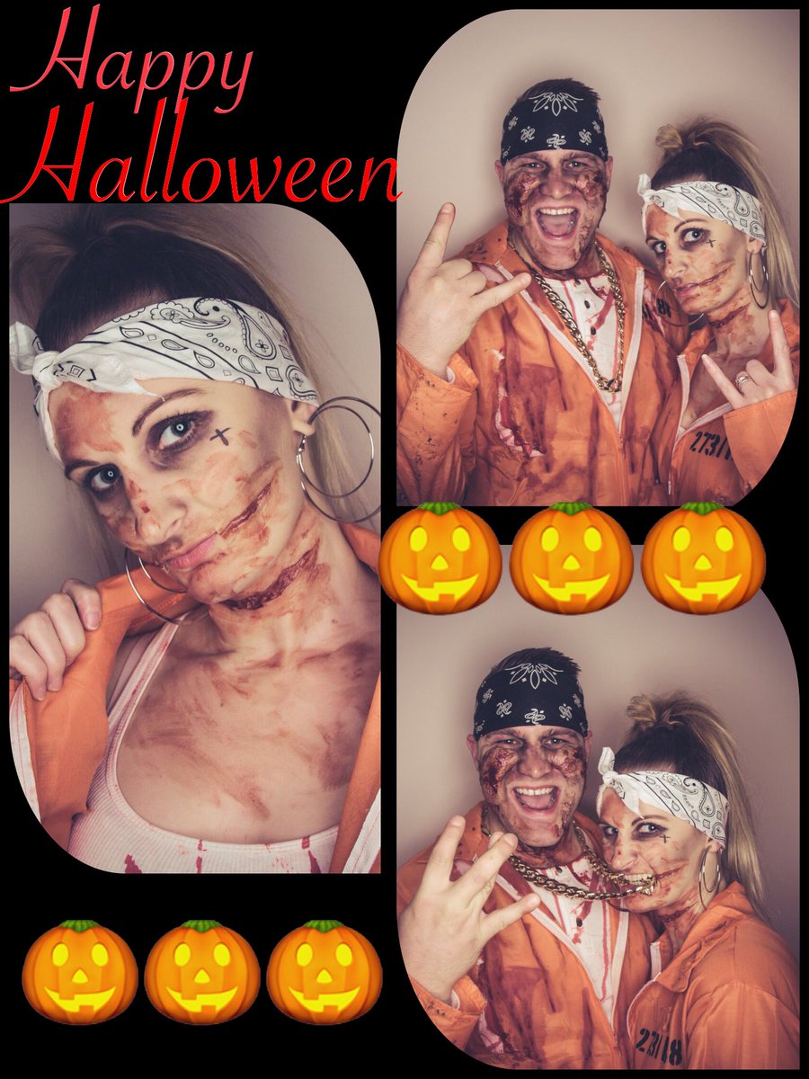 AmiGrindley's tweet photo. Out scaring people as zombie gangstas at the weekend 🎃🎃#Halloween2017 #Halloween #scary #CoupleCostumes #gangsta #blood #bighoops #goldchain https://t.co/MV2KbKh4wM