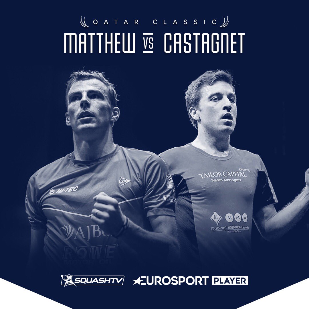 Nick Matthew OBE (@nickmatthew) on Twitter photo Tough battle ahead with <a href="/CastagnetMatt/">Mathieu Castagnet</a> today in Rnd2 <a href="/QCsquash/">Qatar Classic Squash Championship</a> @PSAWorldTour 6.30pm local (3.30pm uk). Haven’t played each other for a while Tough battle ahead with <a href="/CastagnetMatt/">Mathieu Castagnet</a> today in Rnd2 <a href="/QCsquash/">Qatar Classic Squash Championship</a> @PSAWorldTour 6.30pm local (3.30pm uk). Haven’t played each other for a while