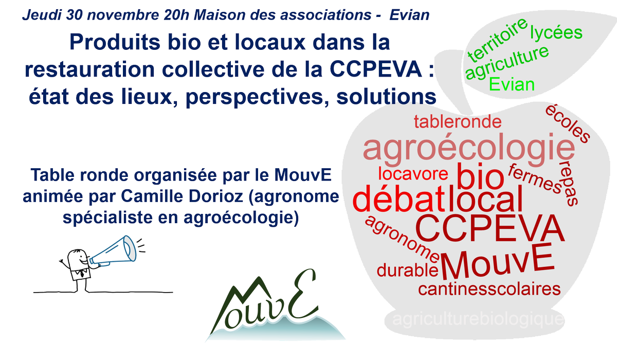 JeanGuillard's tweet photo. #MouvE Produits bio + locaux dans restauration collective #CCPEVA Débat 30/11 #Evian animée par @Cam_Zoriod https://t.co/U1hWxclUUN