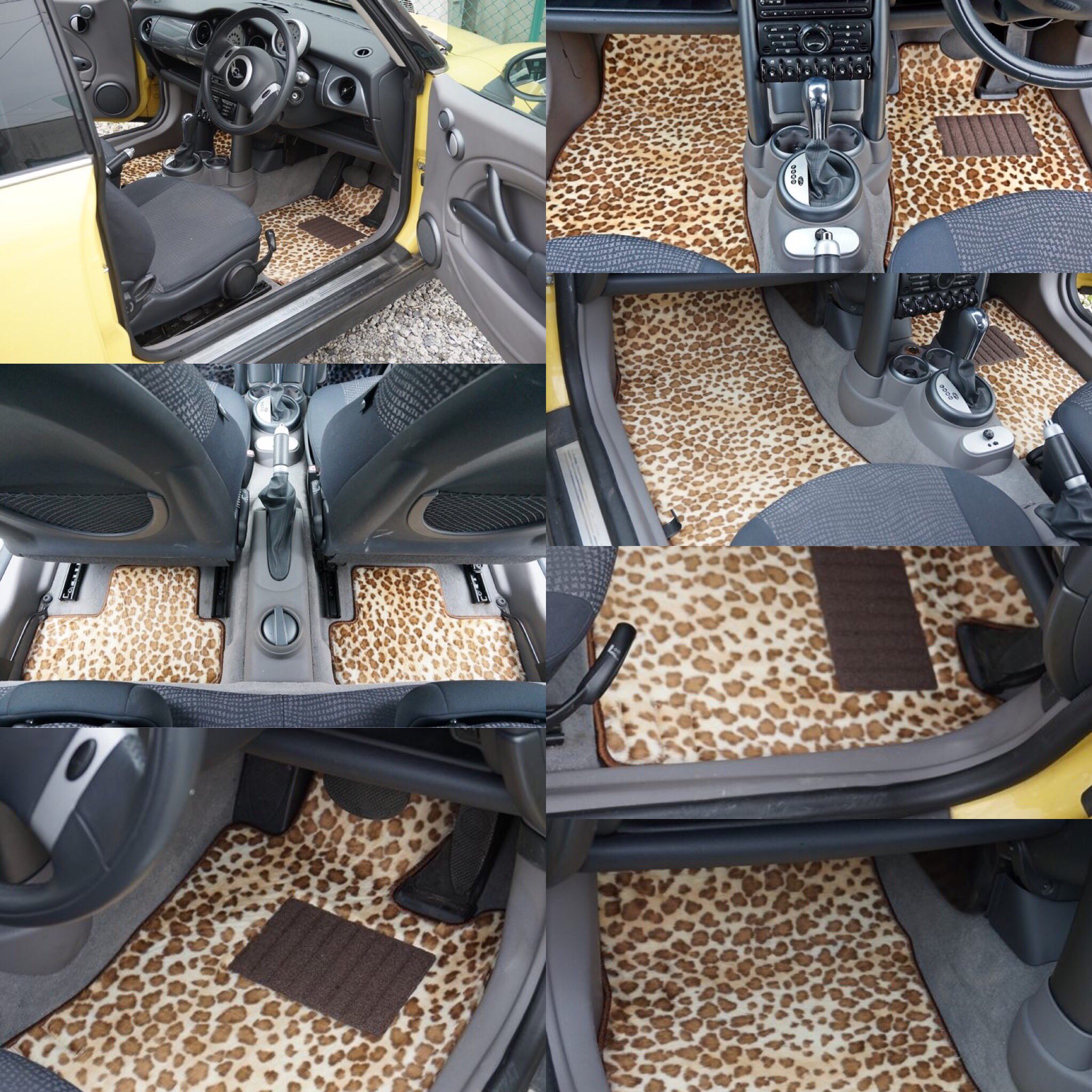 カーマット フロアマット専門店ｒ ｓ ミニ ｍｉｎｉ ミニクーパー カーマット 装着画像です レオパードシリーズ ブラウンベージュ カッコイイですね 女性から見るとかわいい のかもしれませんね フロアマット カーマット Rsマット 豹柄 ひょう