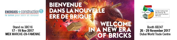 NelissenBricks's tweet photo. Visit #nelissenbricks in November at ‘Energie+Construction’ (Marche-en-Famenne BE) and at the #Big5Exhibition (Dubai). https://t.co/ZzNCoqDMax
