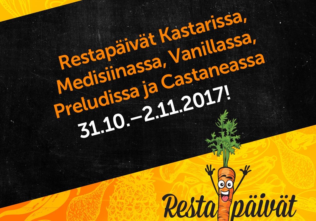 Uniresta's tweet photo. Restapäivät ovat pärähtäneet käyntiin ravintoloissamme, tervetuloa! 😃 #Restapäivät #Oulu #Kastari #Medisiina #Vanilla #Castanea #Preludi https://t.co/CKh0NZ5hra