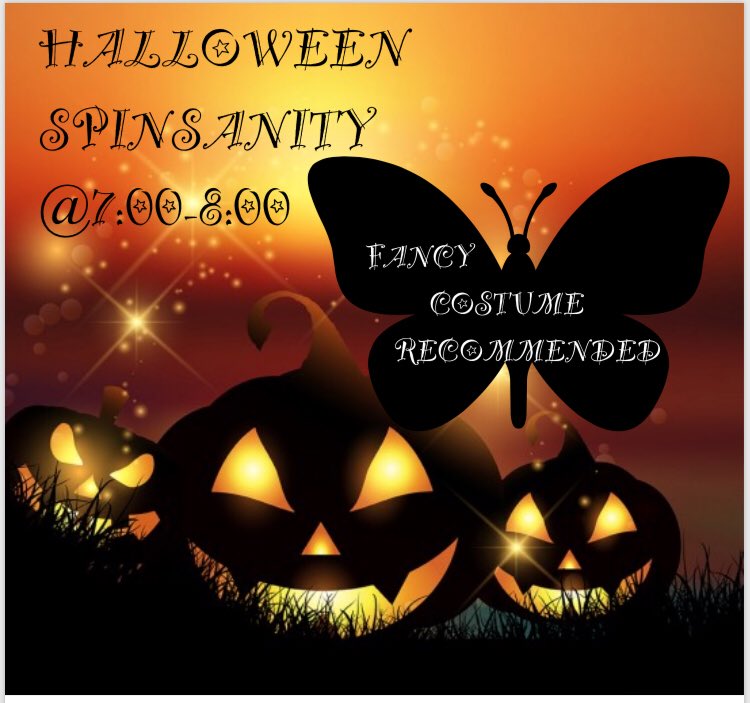 jozsu2's tweet photo. HAPPY HALLOWEEN 🎃🎃🎃 SPINSANITY TONIGHT @7:00-8:00pm 
👻👻👻SEE YOU LATER👻👻👻 @YMCAEastSurrey https://t.co/OT4pKJbQnE