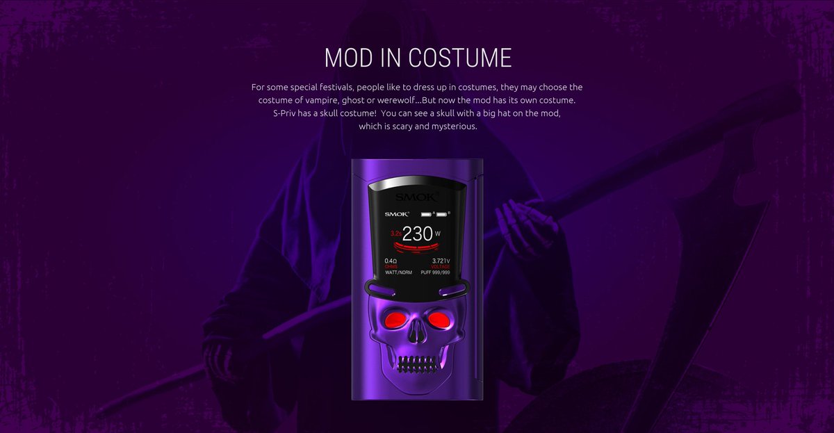 Vapetheoriginal's tweet photo. 🕵️🕵️🕵️Sparkling light, mysterious skull, hat-shaped OLED screen…Here comes the newly designed #Smok #SPriv !🌊
Pre order: feliks@ave40.com https://t.co/QDkMXERzlQ