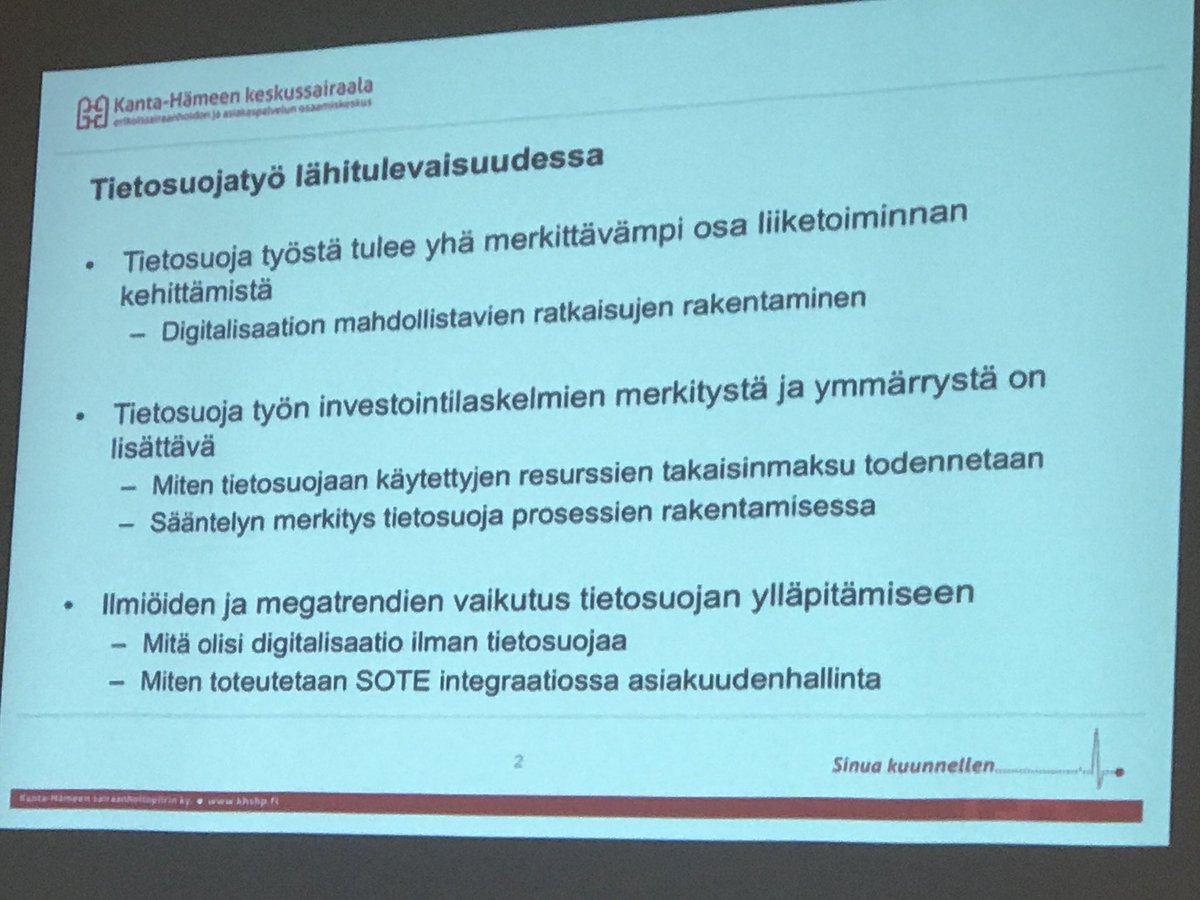 HarriLuuppala's tweet photo. Tietohallintojohtaja Ari-Pekka Paananen  #KHSP esitys  @CySecIW tilaisuudessa https://t.co/lEVZ8O8Zn2