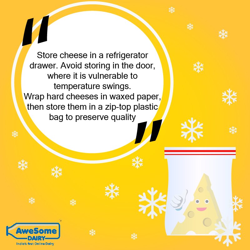 AwesomeDairyIN's tweet photo. Here, for your goldy cheese to make a goldy week we have got a golden tip for you.
#cheesestorage #cheese https://t.co/ODAMCz8URW
