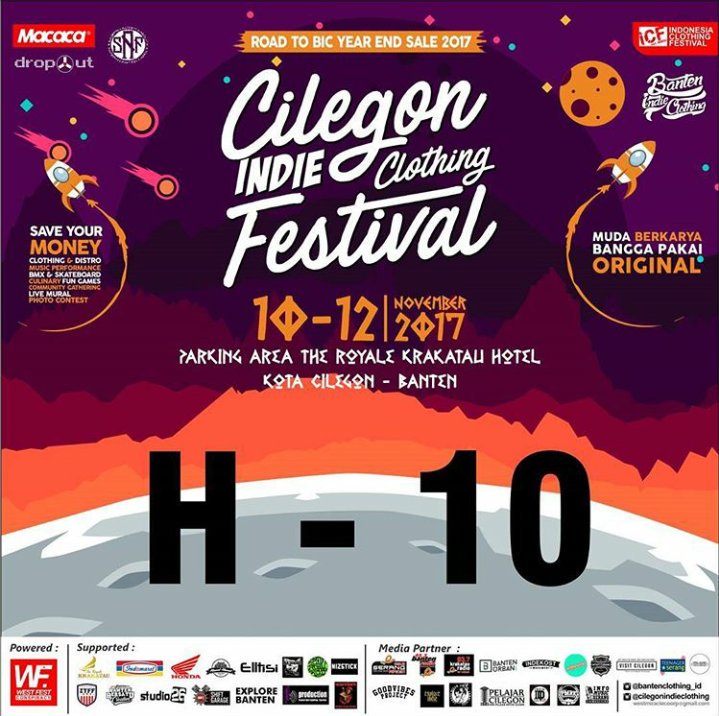 bantenradio's tweet photo. H-10 menuju Cilegon Indie Clothing Festival 2017. 10-12 November 2017 at Parking Area The Royale Krakatau Hotel #CICF2017 https://t.co/Sp2sbV6tE1