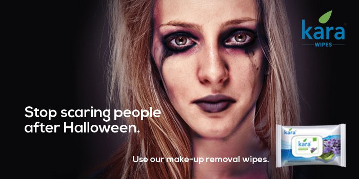 karawipes_ind's tweet photo. Stubborn make-up giving everyone the creeps? Wipe it all away with Kara Make-up Removal Wipes. #HappyHalloween. https://t.co/r9DCP46EZf