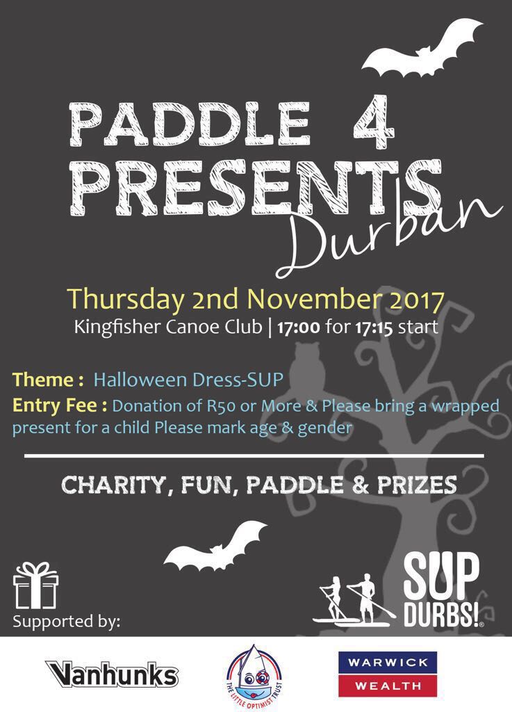 This Thursday night is a paddle you wont want to miss.SUP Durbs is throwing a Halloween Theme Dress-SUP.All paddlers are invited to join in.
