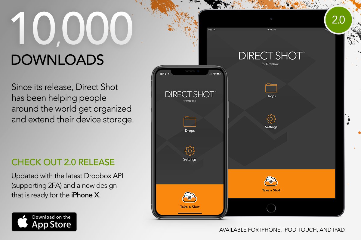DirectShotApp's tweet photo. Check out 'Direct Shot for Dropbox', with the latest Dropbox API and an updated design ready for iPhone X. https://t.co/SM3UK1PuIt https://t.co/pMenOeuwnR
