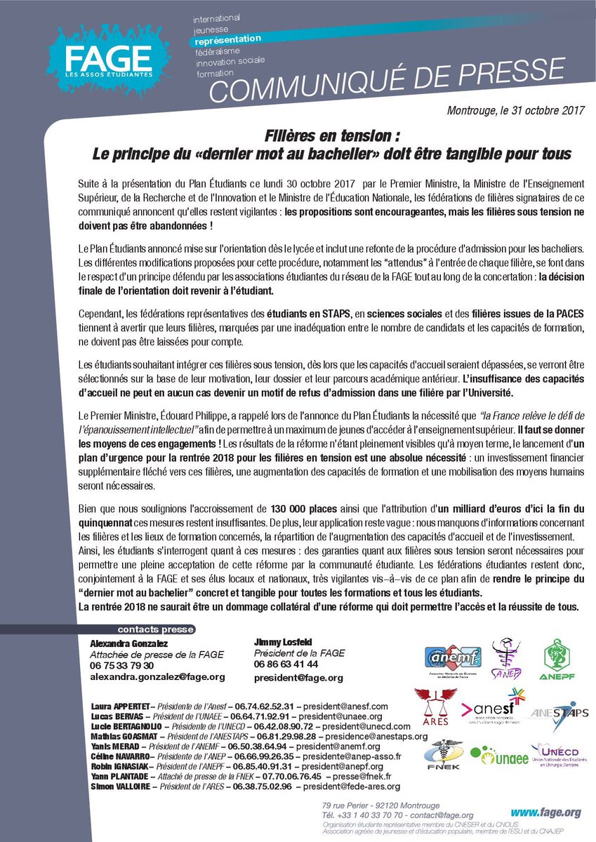 ANEMF's tweet photo. 🚩 #PlanEtudiants | Communiqué de presse 🚩 
Filières en tens° : le principe du «dernier mot au bachelier» doit être tangible pour tous https://t.co/TKb8MNHrV4