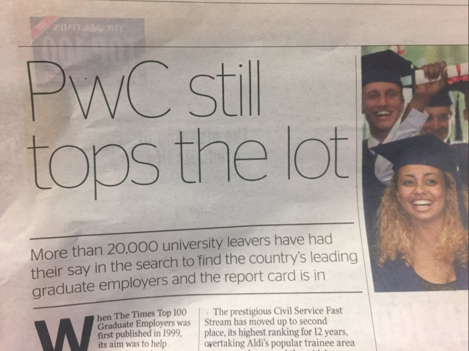 amytiernan's tweet photo. Proud that @PwC_UK has been voted the UK's top graduate employer for a record 14th consecutive year. Find out more: https://t.co/vBsxgIMxhf https://t.co/Rvzm6TZ8ou