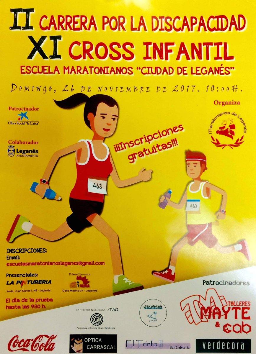 jfdelafuente's tweet photo. Un año más XI Cross Infantil y II Carrera por la Discapacidad organizado por la Escuela  @maratonianosleg el 26Nov2017 en #Leganés https://t.co/GdmcCs1wLS