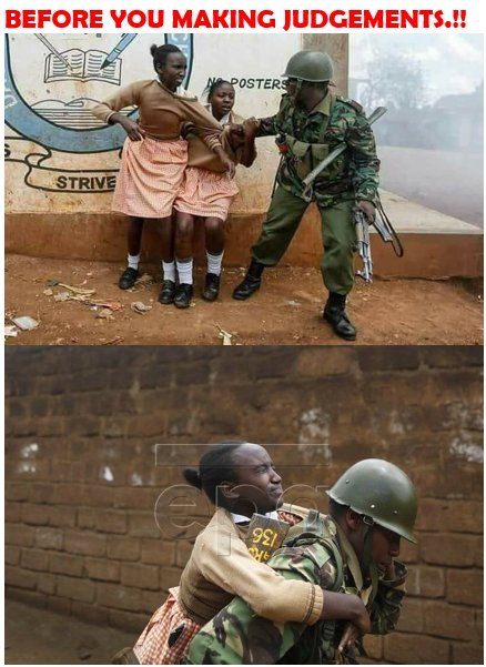 Brother #GoodCop #PollResultsKe Many saw the 1st photo & started condemning the Cop, Now see the 2nd Photo.