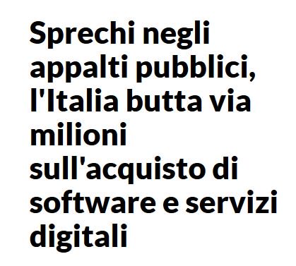 “La cosa più desolante è la completa mancanza di competenze specifiche dei dirigenti in materia di  informatica” <a href="/coppolapaolo/">Paolo Coppola</a> <a href="/repubblica/">Repubblica</a>