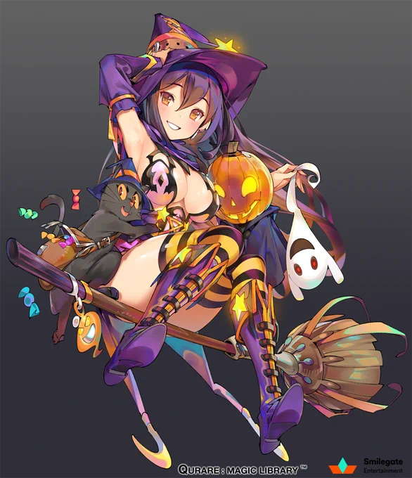 【QURARE:魔法図書館】にて、カードイラストを描かせていただきました。
「ハロウィン」サヒ 