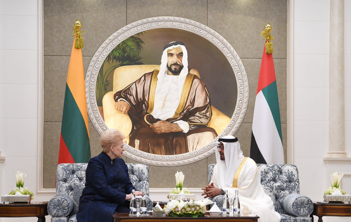 Grybauskaite_LT's tweet photo. #LT &amp; #UAE entering new era of  cooperation - for progress, prosperity &amp; security of our countries. Meeting with HH @MohamedBinZayed https://t.co/2o94bWRNEu