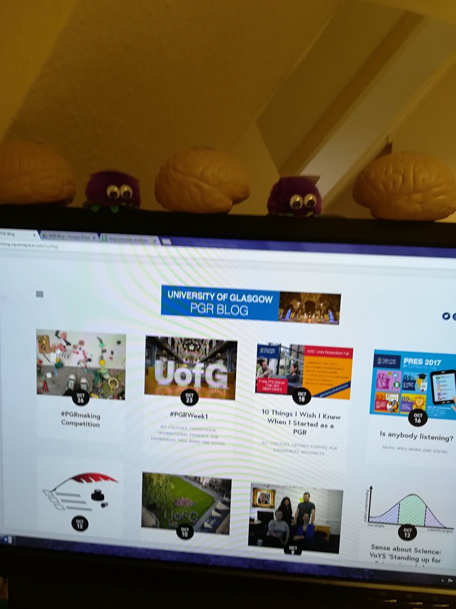 UofGPGRs's tweet photo. Ever feel like you're being watched? Brains and 3MT bugs lurking in Blogger HQ today #PGresearchspace https://t.co/hNfPiMOZGO