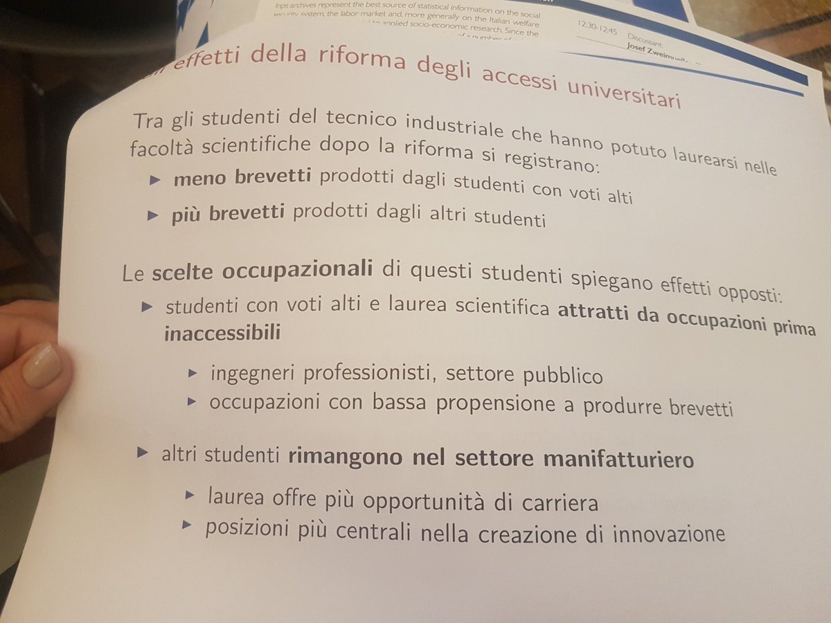 Alcune evidenze dall'indagine #VisitInps sul rapporto #istruzione scientifica #innovazione #crescitaeconomica #innovazione