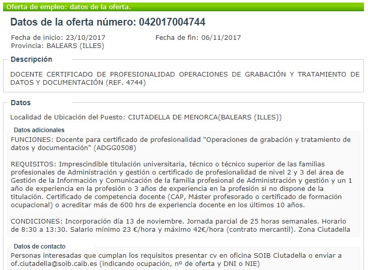 Cercam docents per impartir mòduls del CP 'Operacions d'enregistrament de dades'. Contactau amb les oficines @SOIBinfo per inscriure-us!