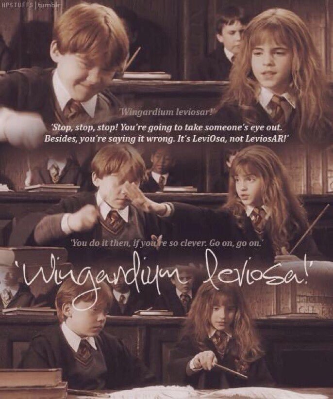 HPotterUniverse's tweet photo. October 31, 1991: The first year students learn the levitation charm, Wingardium Leviosa, in their Charms lesson. https://t.co/o7Krh6onRS