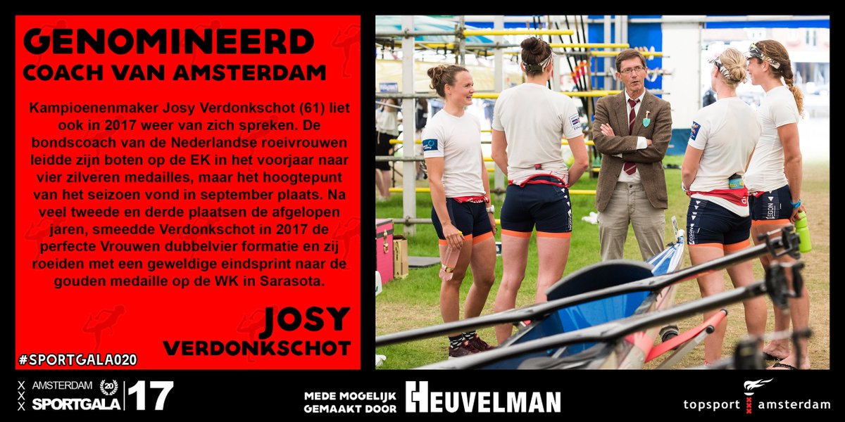 Topsport Amsterdam (@topsportadam) on Twitter photo Op de WK liet hij de <a href="/Vrouwenvier/">Vrouwenvier</a> imponeren. Gaat roeicoach Josy Verdonkschot de 'Coach van Amsterdam' Fanny prolongeren? #sportgala020 Op de WK liet hij de <a href="/Vrouwenvier/">Vrouwenvier</a> imponeren. Gaat roeicoach Josy Verdonkschot de 'Coach van Amsterdam' Fanny prolongeren? #sportgala020