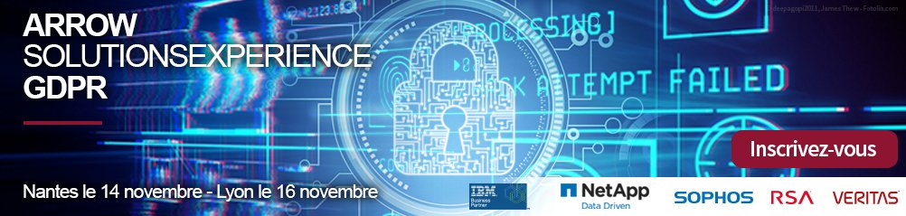 AurelieFreyss's tweet photo. .@ArrowECS_Fr SolutionsExperience #GDPR Nantes et Lyon
Découvrez notre accompagnement @IBM_France @rsa @SophosFrance @Netapp @VeritasTechFR https://t.co/ludCSQbCw7