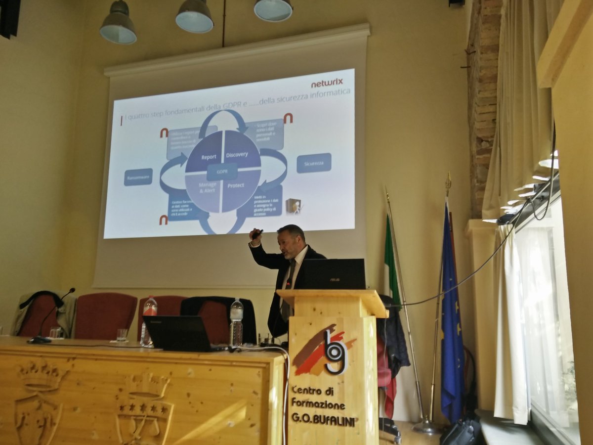 CipsInformatica's tweet photo. Continua la #CIPSHalloweenCustomerConference con @mtaglior che ci parla di GDPR, dati personali e sicurezza! 
#Netwrix #GDPR https://t.co/L6RGctTx4o