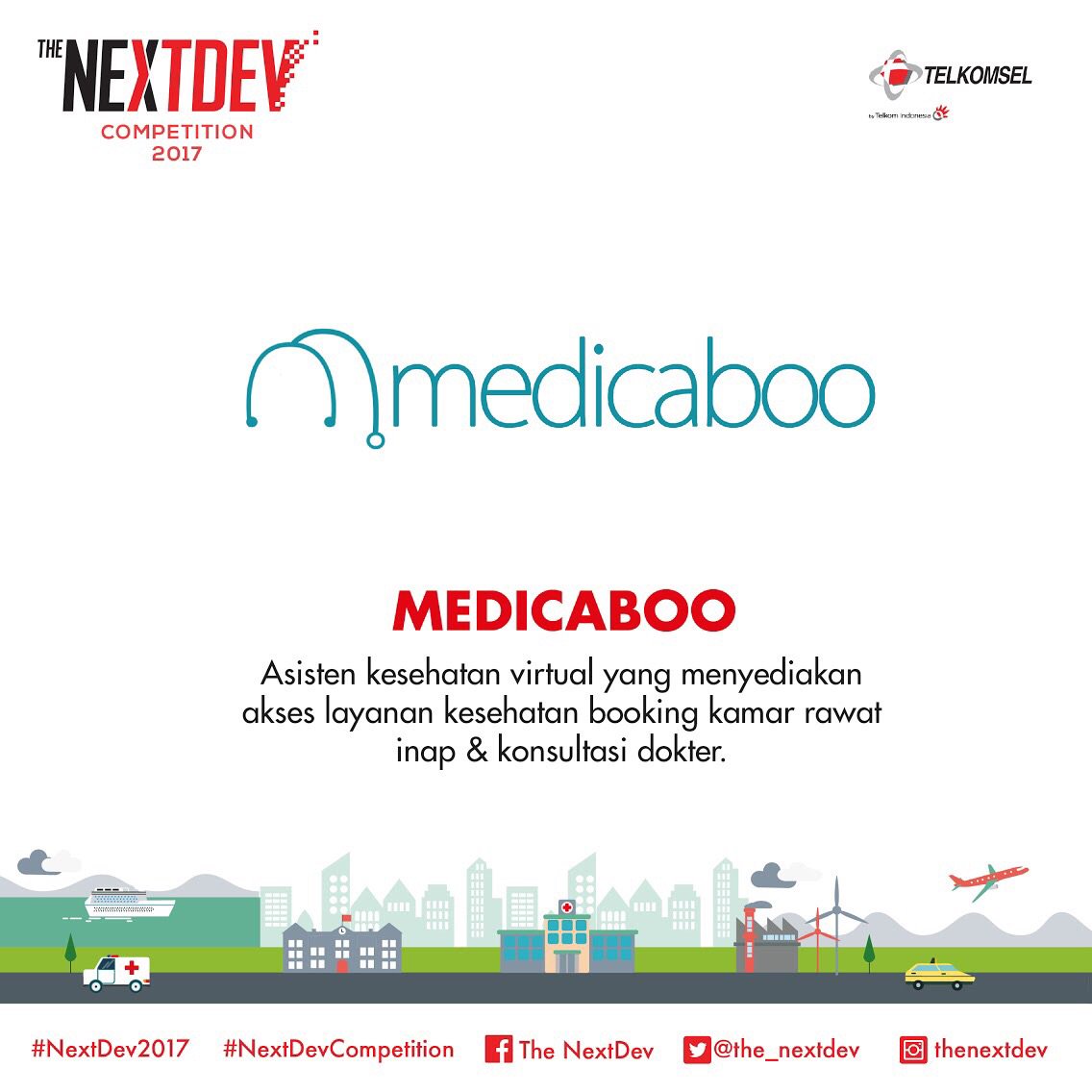 NextDev_id's tweet photo. Lebih kenal dengan TOP 20 #NextDevCompetition #NextDev2017 . Ada @Medicaboo &amp; COMRADES. Startup seperti apa mereka? Cek gambar yuk. https://t.co/jmNxH7w9ZD
