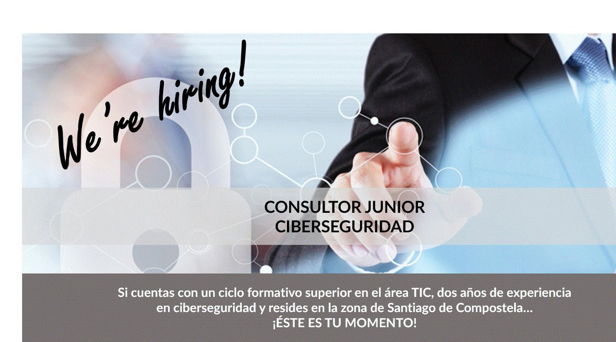 Emetel (@emetel) on Twitter photo We're hiring!!! CONSULTOR JUNIOR CIBERSEGURIDAD ¡Te estamos esperando! Envíanos tu CV a hola@emetel.net o entra en
tecnoempleo.com/consultor-cibe… We're hiring!!! CONSULTOR JUNIOR CIBERSEGURIDAD ¡Te estamos esperando! Envíanos tu CV a hola@emetel.net o entra en
tecnoempleo.com/consultor-cibe…