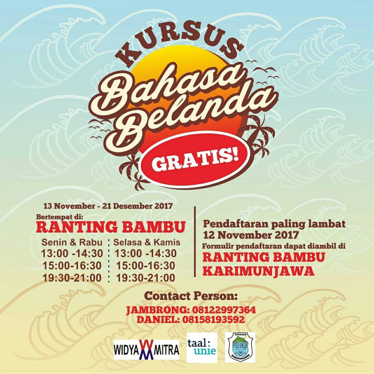 Ada kursus bhs Belanda #gratis bagi masyarakat #Karimunjawa. Ayo manfaatkan untuk belajar bersama!