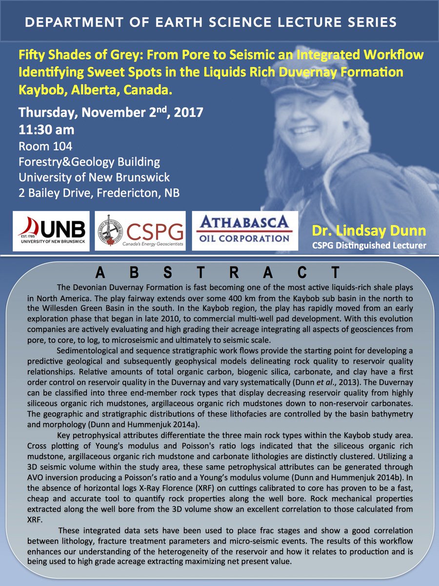 QuartermainCntr's tweet image. Everyone is welcome to @UNB @unb_science Earth Science Lecture, Thurs. Nov. 2nd at 11:30 am #Geology #Lecture #Fredericton