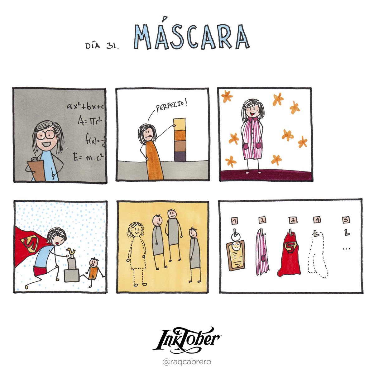 raqcabrero's tweet photo. Día 31: Máscara. Contando sencillas historias visuales para #inktober #inktober2017 con #VisualThinking #Storytelling #Visualtelling https://t.co/lR6kS1A4yE